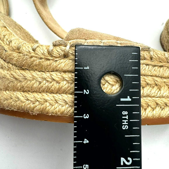 KENNETH COLE Women's 9.5 Olivia T-Strap Leather‎ Beige Espadrille Wedge Sandals - Picture 9 of 9